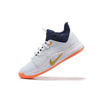 2019 Nike PG 3 White Navy Blue-Orange Shoes